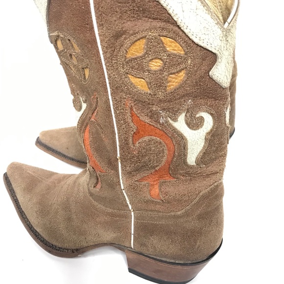 Justin Leather Cowboy Cowgirl Boots Size 8 - Picture 15 of 16